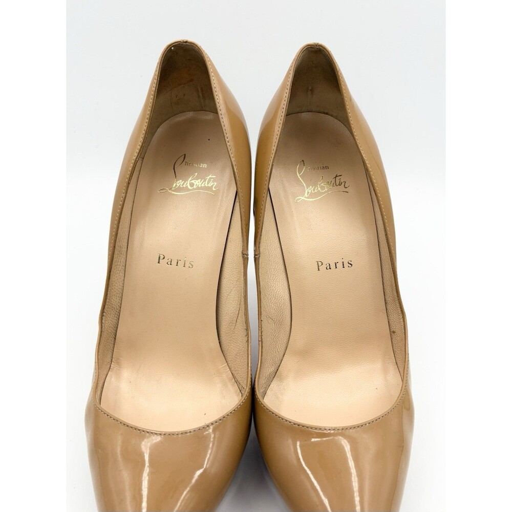 Christian Louboutin Pigalle Plato 120 Nude Patent Leather Stiletto Heels Sz 37.5 - Picture 7 of 14